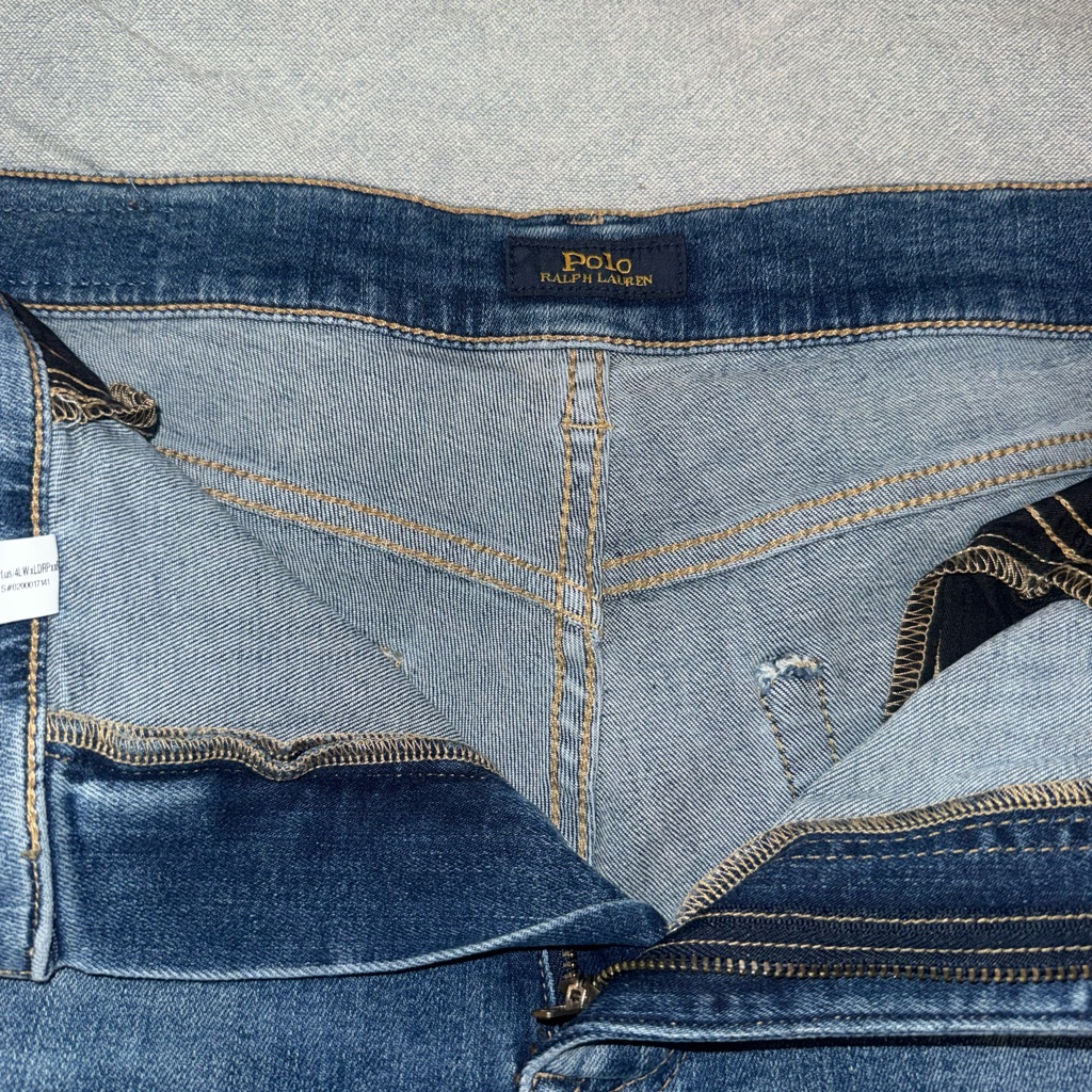 Ralph Lauren Blue Denim Jeans With Leather Logo Patch